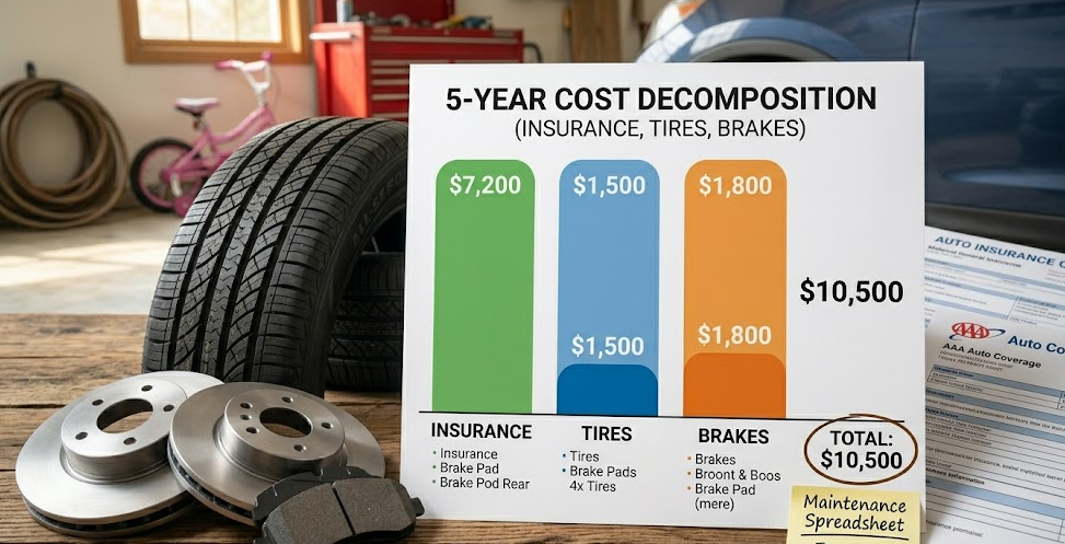 5 year insurance tires and brakes cost breakdown chart