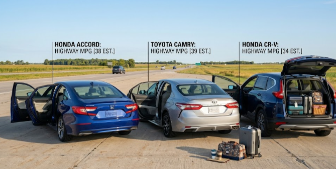 honda accord camry and crv comparison for highway family trips