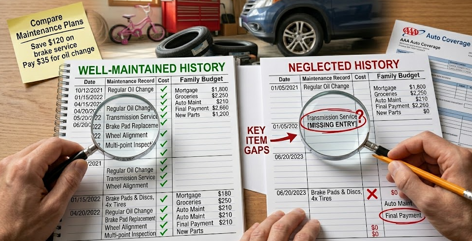 good versus poor car maintenance records comparison